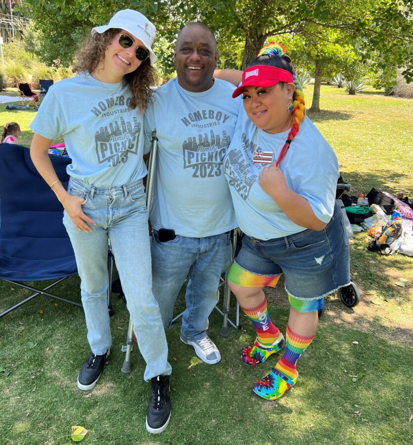 Maria and staff members at the 2023 Homeboy Family Picnic