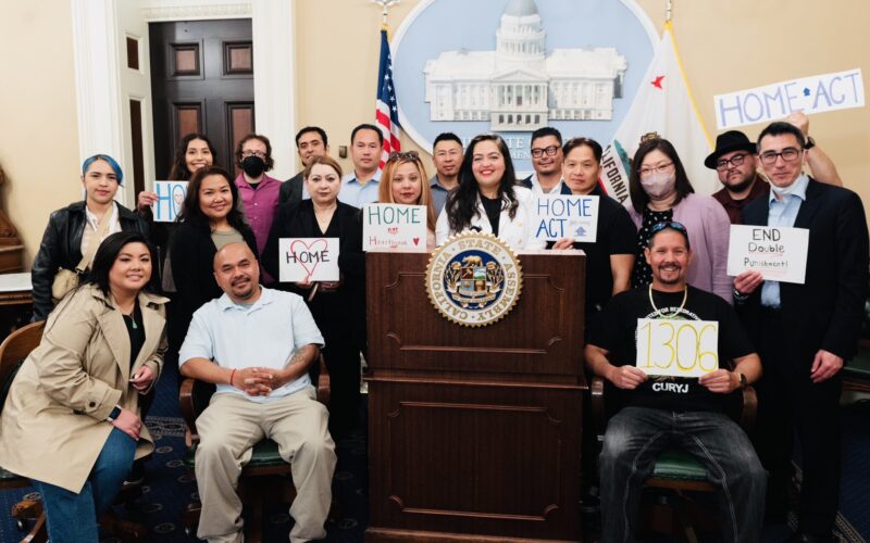 Assemblymember Wendy Carrillo and community members and advocates from across the state hold a press conference to introduce the HOME Act (AB 1306)